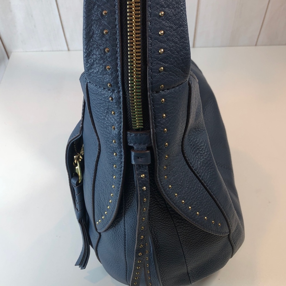 OrYANY Chic Soft Blue Pebble Leather Hobo Bag Gold Hardware and Studs NWOT - Picture 6 of 16